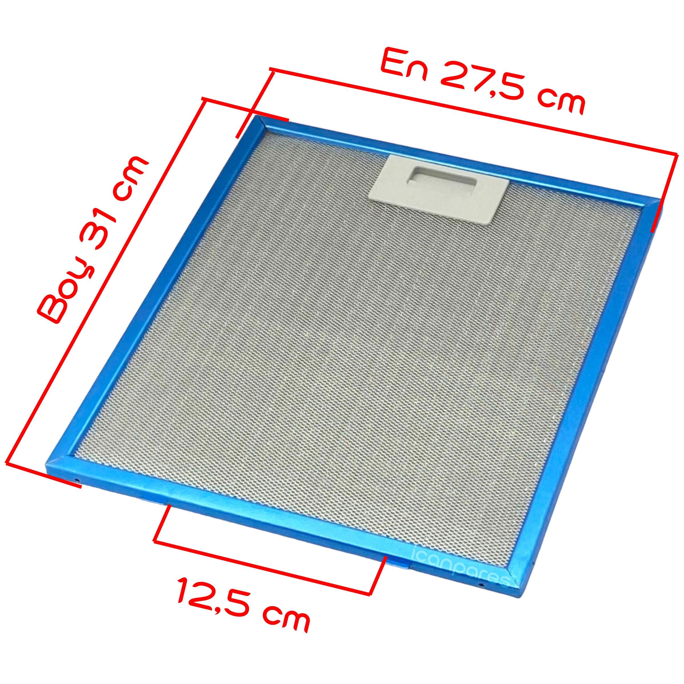 EN 27,5 cm BOY 31,0 cm - Arka Tırnak 12,5 cm Aspiratör Davlumbaz Metal Yağ Filtresi