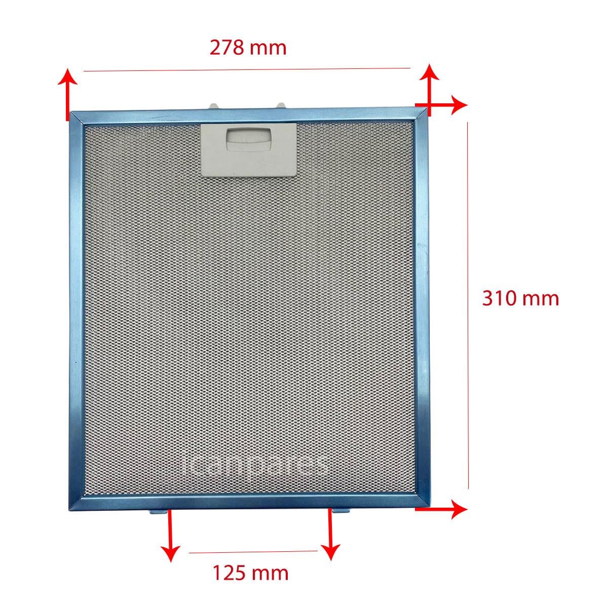EN 27,8 cm BOY 31 cm - Arka Tırnak 12,5 cm Aspiratör Davlumbaz Metal Yağ Filtresi