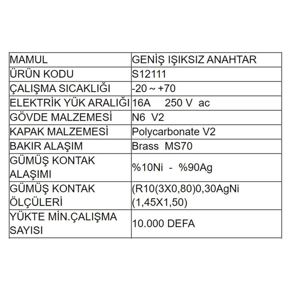 Işıklı Anahtar - Elektrik ve Elektronik Cihazlar İçin Açma/Kapama Düğmesi/Kapama Anahtar Geniş Işıklı Şalter S12111
