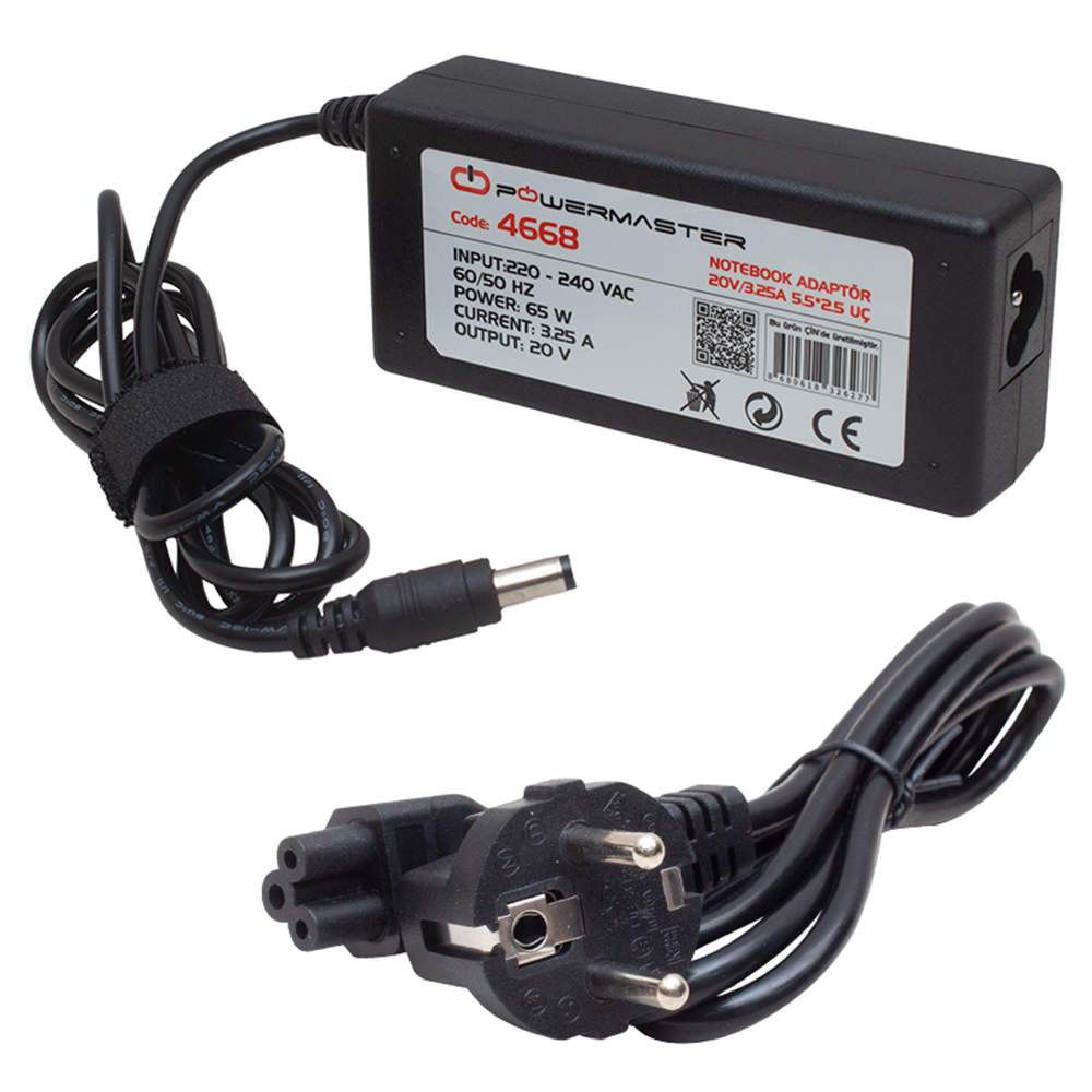 Lenovo Uyumlu 20V 3.25A Notebook Adaptörü (5.5x2.5 mm Uç)