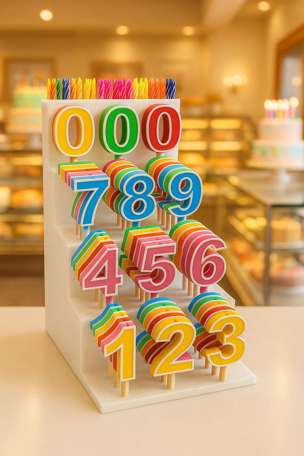 Renkli Zeminli Beyaz Rakam Pasta Süsü Seti 🎂 | Yaş Belirleme Aksesuarı