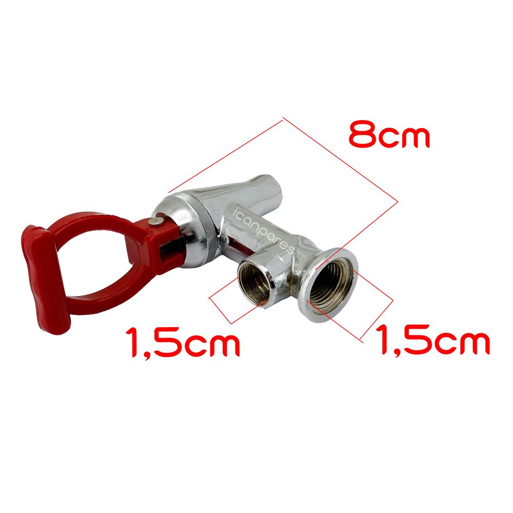 Semaver Musluk Göstergeli, İçten Dişli, Basmalı, Demir, Kırmızı Saplı, Kayalar Kazan ve Çaycı Musluğu 8cm
