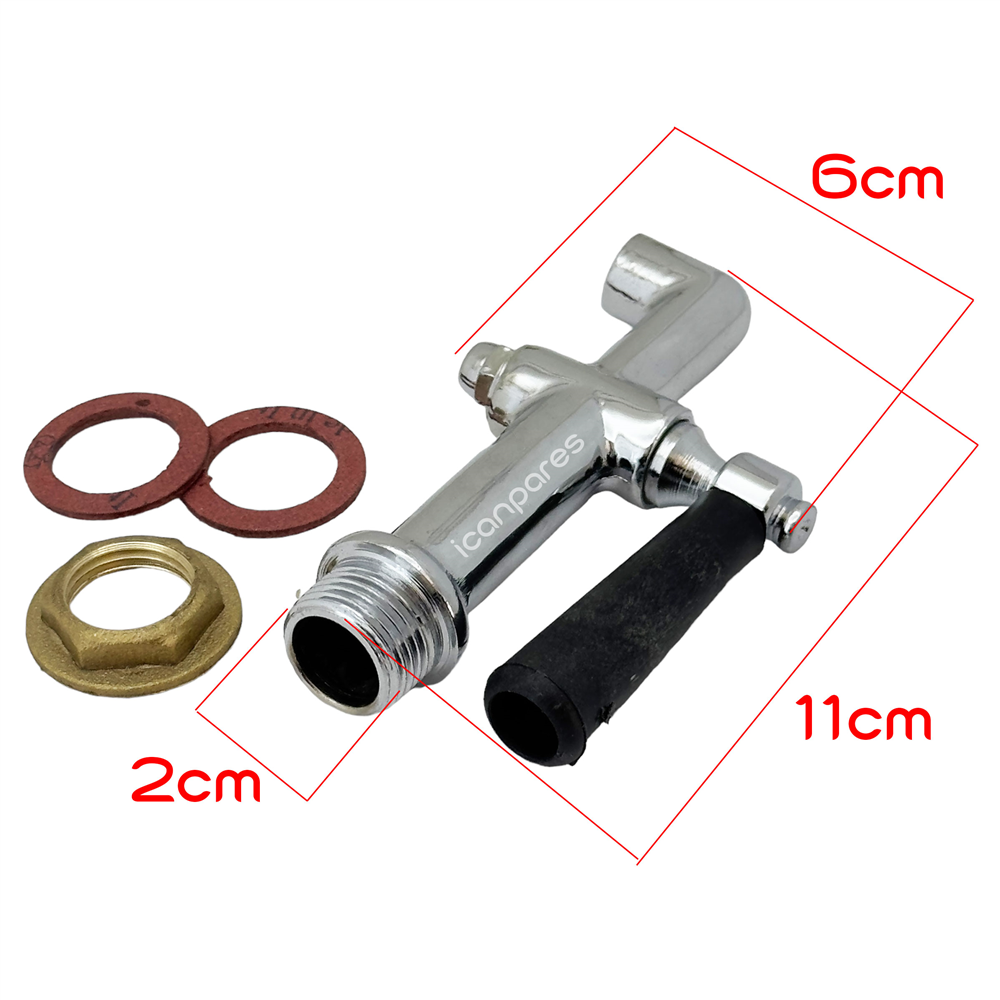 Semaver Musluk Göstergesiz, Dıştan Dişli, Contalı, Somunlu, Demir, Kazan Musluğu 11X6cm