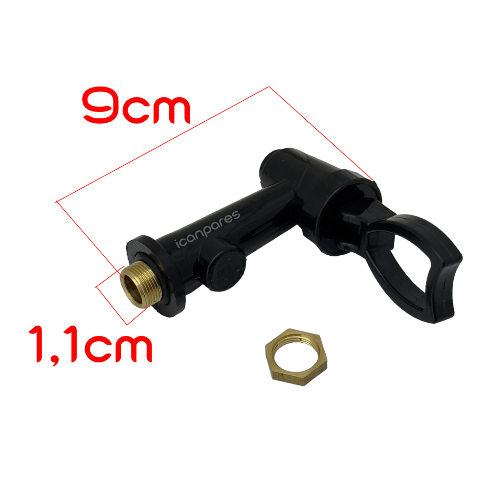 Semaver Musluk Göstergesiz, Dıştan Dişli, Contalı, Somunlu, Sarı Nipelli 9cm