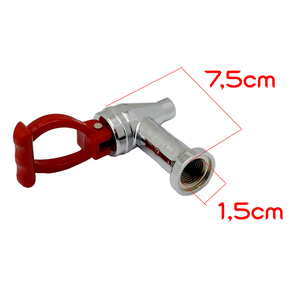 Semaver Musluk Göstergesiz, İçten Dişli, Basmalı, Demir, Kırmızı Saplı, Kayalar Kazan ve Çaycı Musluğu 7,5cm