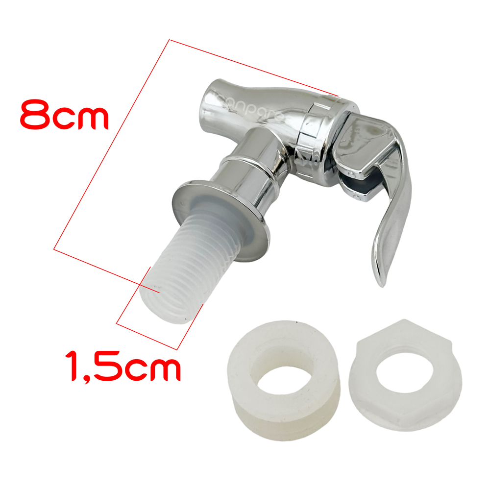 Termos Musluk Dıştan Dişli, Basmalı, Contalı, Somunlu, Plastik 8cm