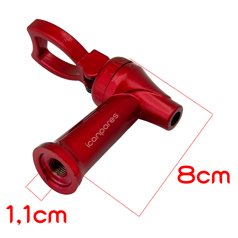 Termos Musluk İçten Dişli, Basmalı, Contalı, Somunlu, Plastik, Kırmızı 8cm