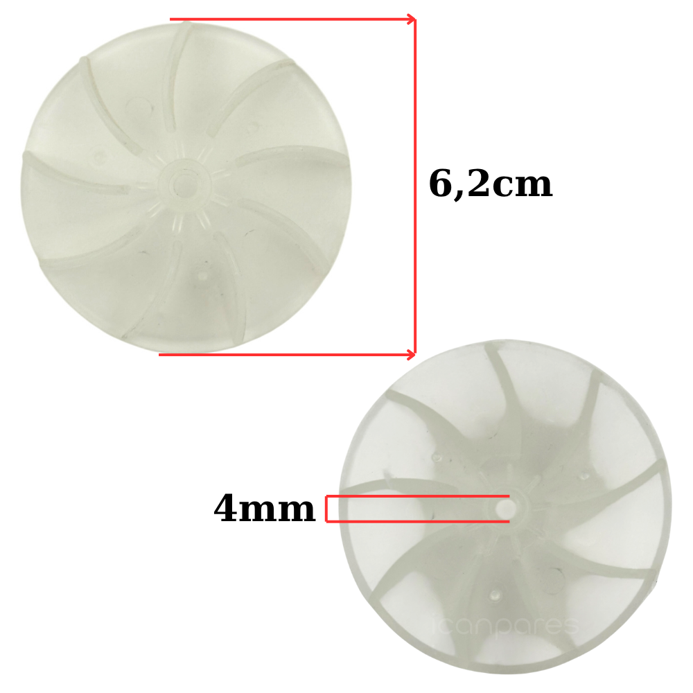 Universal 9 Kanat - 6,2cm - 4mm Şeffaf Saç Kurutma Makine Pervenesi - Fön Pervane