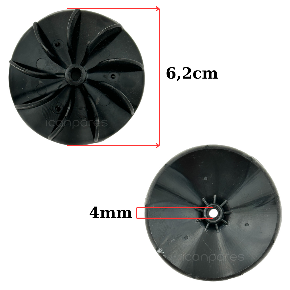 Universal 9 Kanat - 6,2cm - 4mm Siyah Saç Kurutma Makine Pervenesi - Fön Pervane