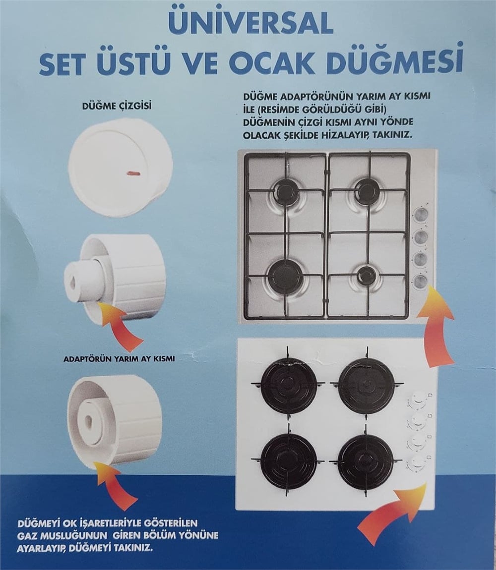 Universal Ankastre Set Üstü ve Ocak 4 lü Düğme Takımı - Beyaz
