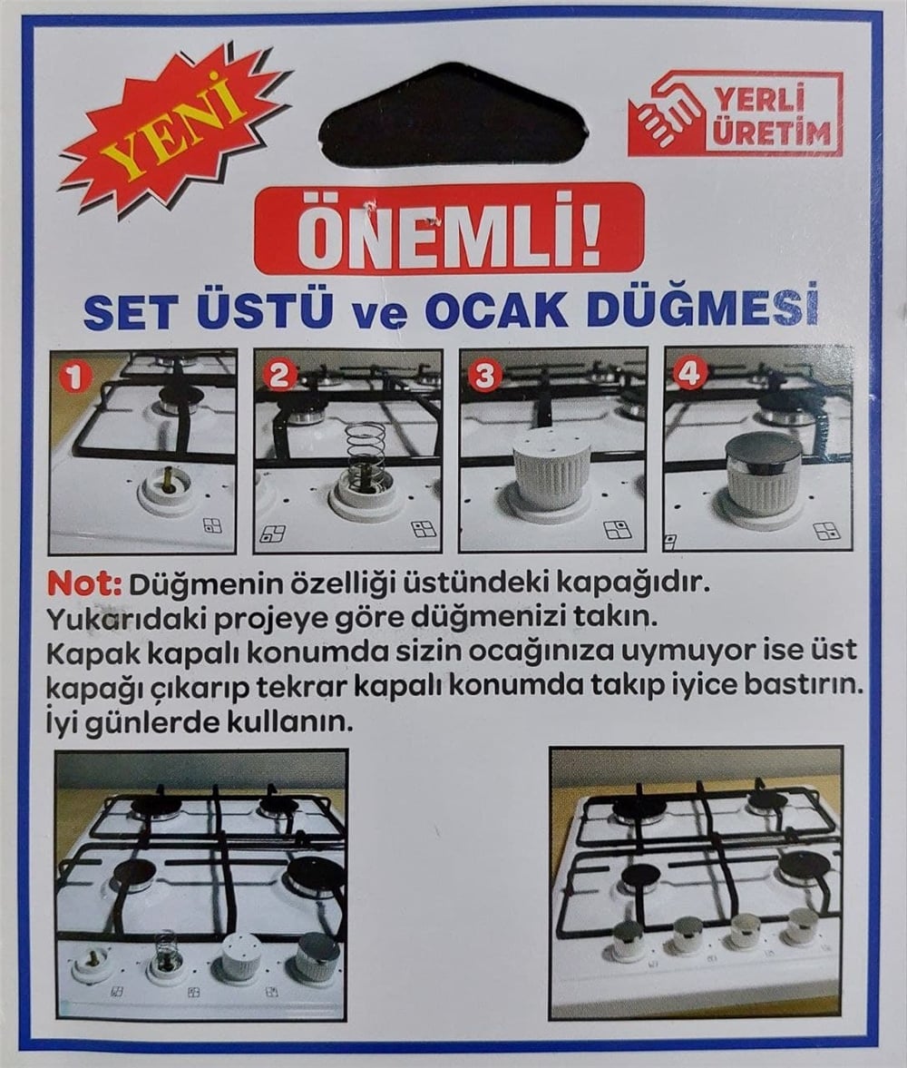 Universal Ankastre Set Üstü ve Ocak 4 lü Düğme Takımı - Yaylı Siyah
