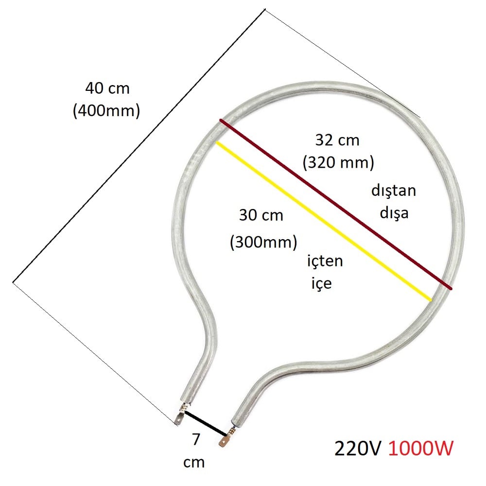 Universal Büyük Davul Fırın Rezistansı 1000 W Ölçülere Dikkat Ediniz