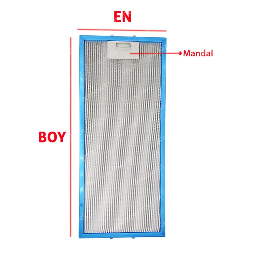 Universal Uyumlu EN 20,5 cm BOY 48 cm - Arka Tırnak 4,5 cm Aspiratör Davlumbaz Metal Yağ Filtresi