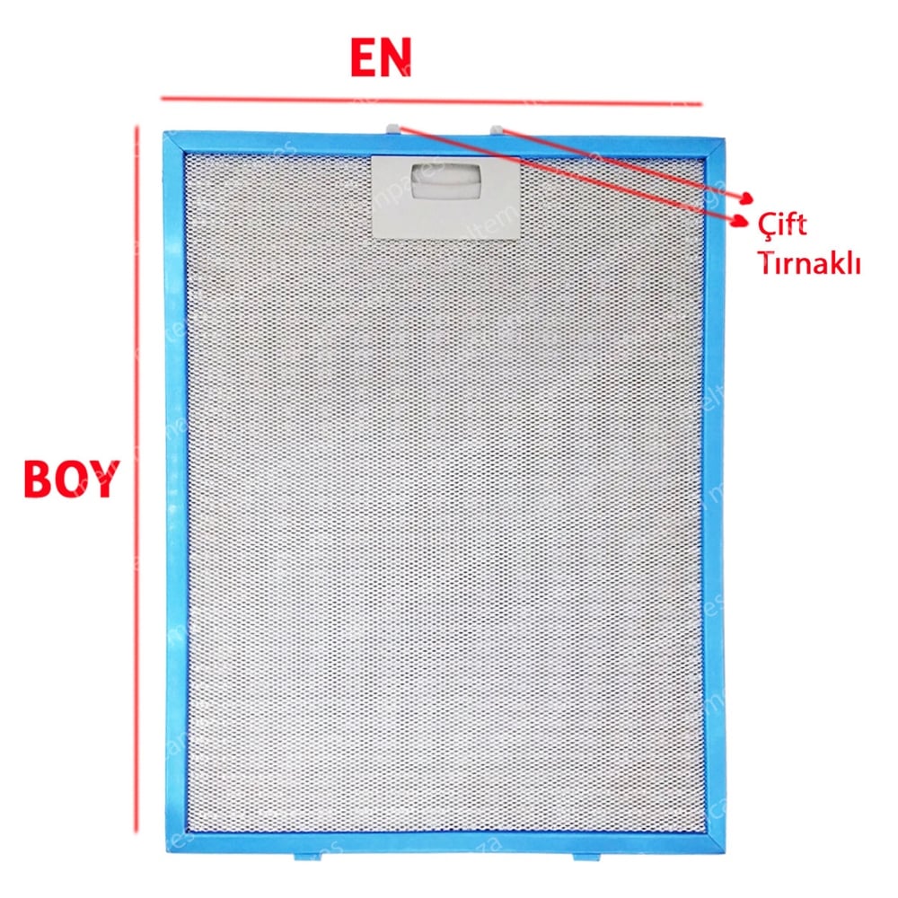 Universal Uyumlu EN 31 cm BOY 27,5 cm - Arka Tırnak 12,5 cm Aspiratör Davlumbaz Metal Yağ Filtresi