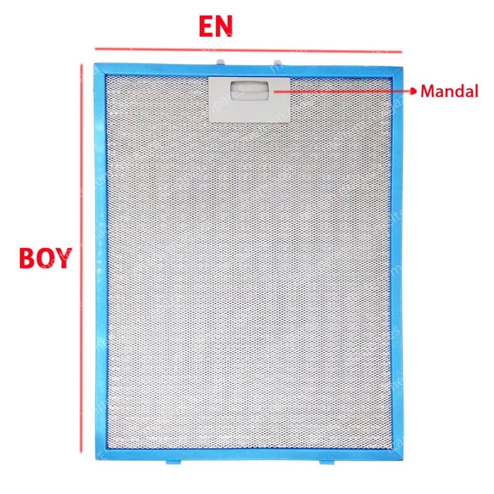 Universal Uyumlu EN 35 cm BOY 16,5 cm - Arka Tırnak 12,5 cm Aspiratör Davlumbaz Metal Yağ Filtresi