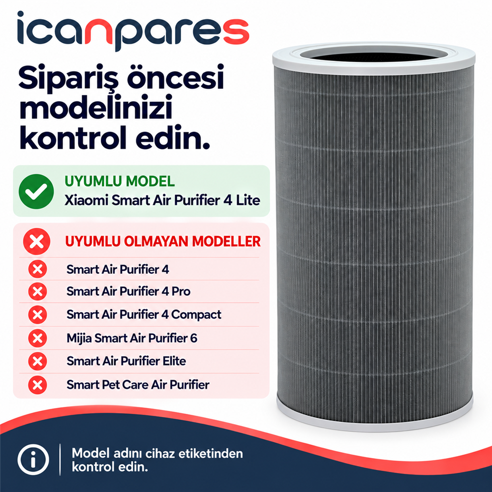 Xiaomi Uyumlu Smart Air Purifier 4 Lite AC-M17-SC Hava Temizleyici Filtresi - Aktif Karbonlu