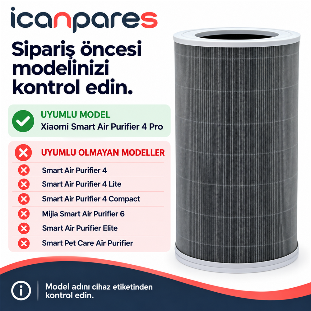 Xiaomi Uyumlu Smart Air Purifier 4 Pro Hava Temizleyici ile Uyumlu Entegre Aktif Karbon Çekirdek Filtreli Anti Bakteriyel Silindirik