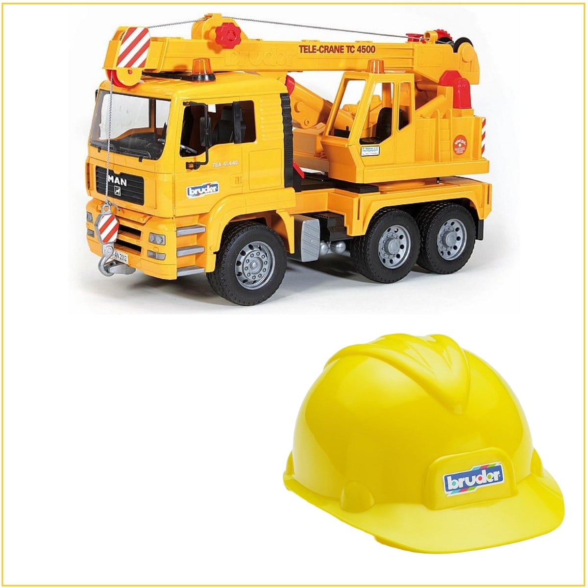 Bruder Man Vinçli Kamyon (Sarı) BR02754 ve Baret BR10200
