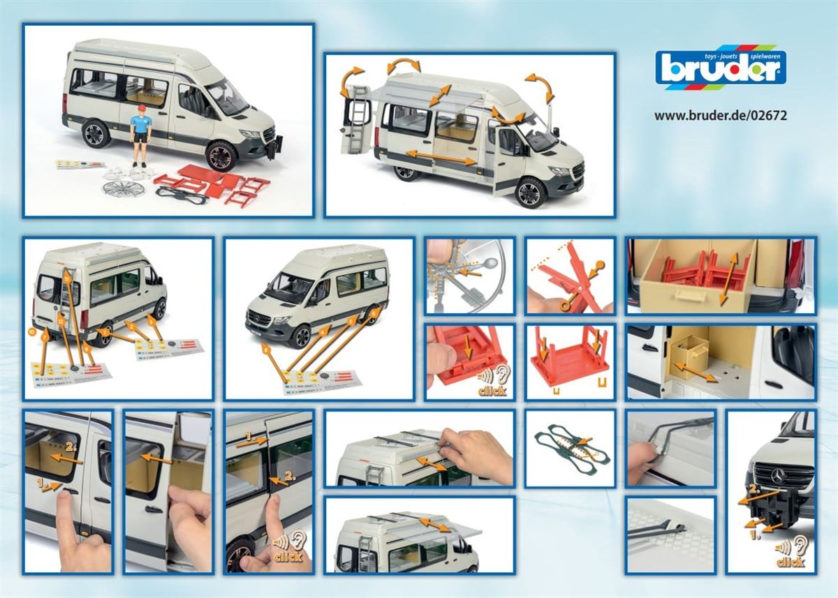 Bruder MB Sprinter Karavan, Aksesuarlar ve Sürücüsü BR02672