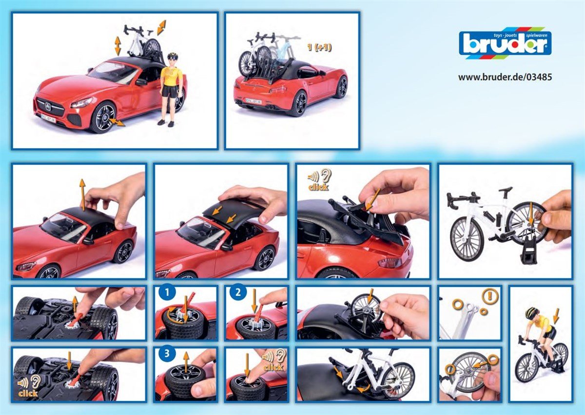 Bruder Roadster Araba & Bisiklet Ve Sürücüsü BR03485