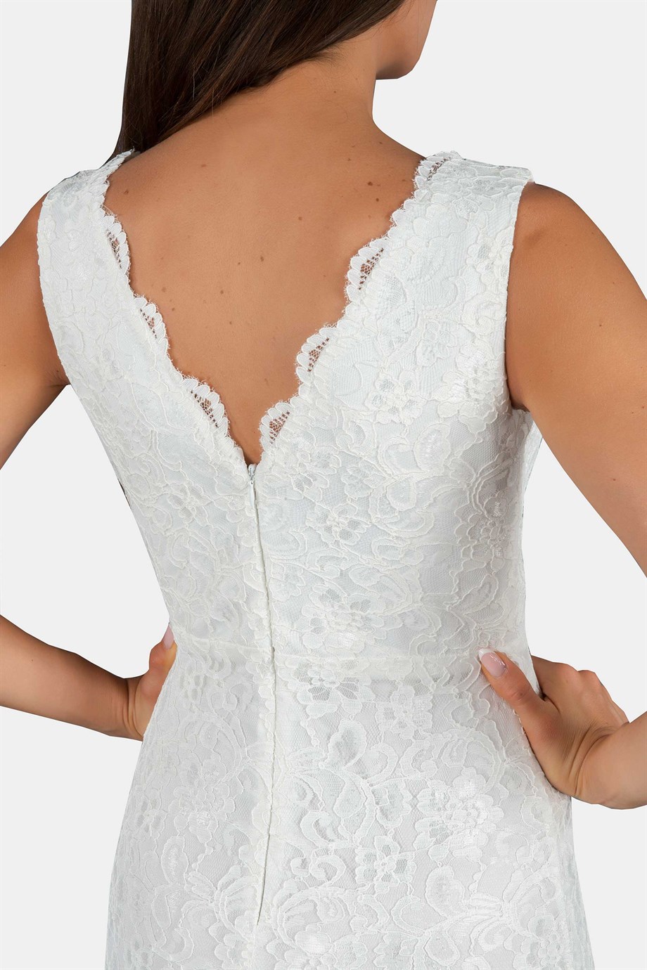 6ixty8ight Ekru Dantel Anvelop Nikah Elbisesi