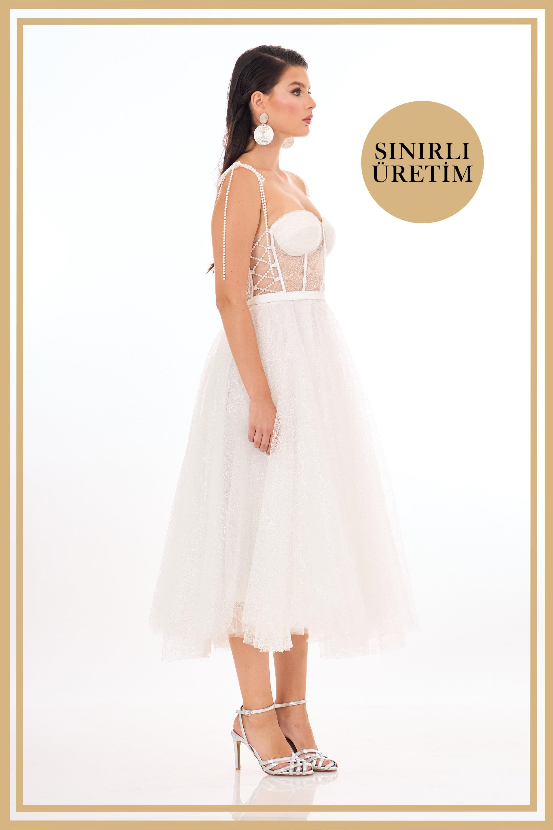 40019-6CARMENCarmen Limited Edition | JULIET Beyaz Midi Elbise