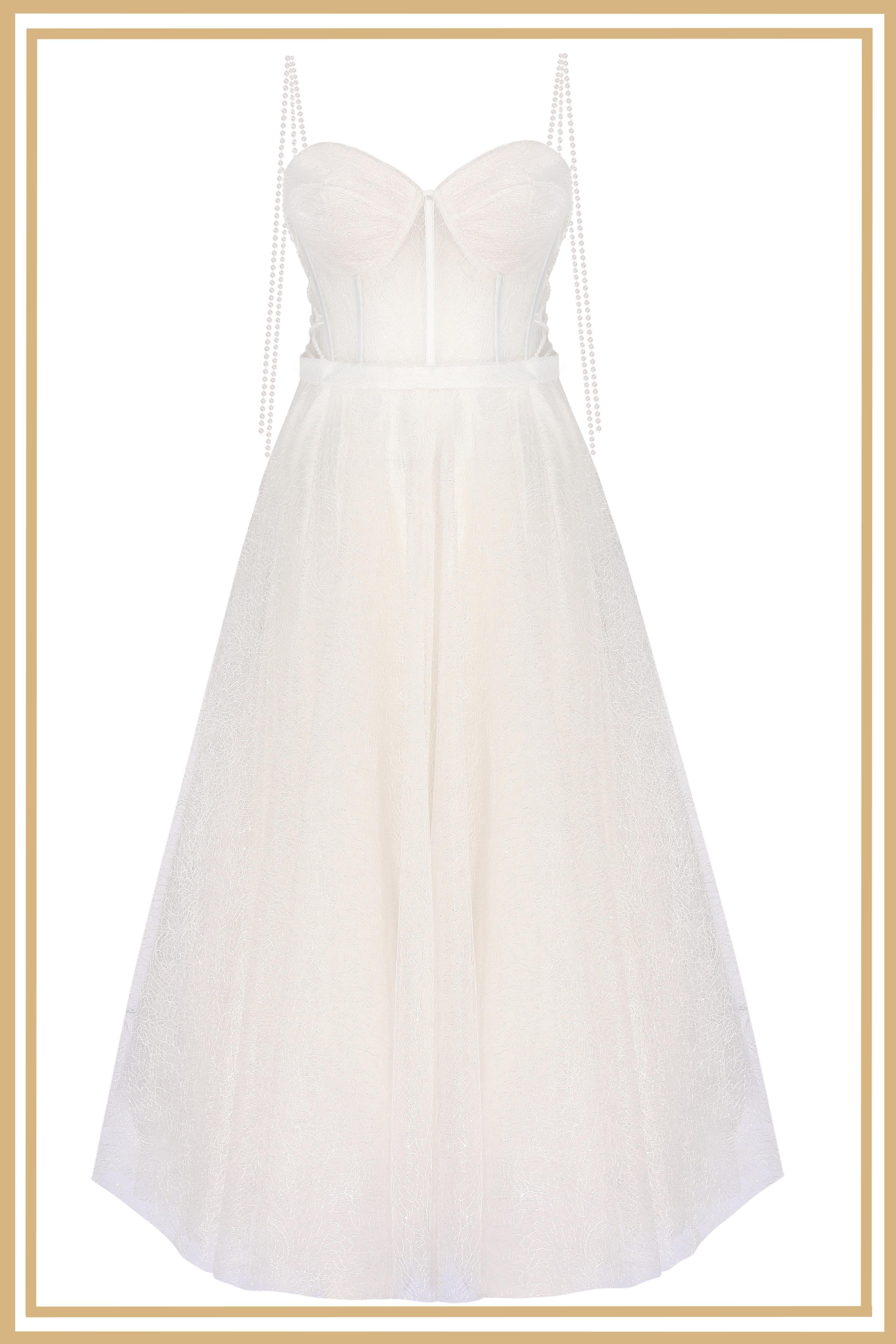 40019-6CARMENCarmen Limited Edition | JULIET Beyaz Midi Elbise
