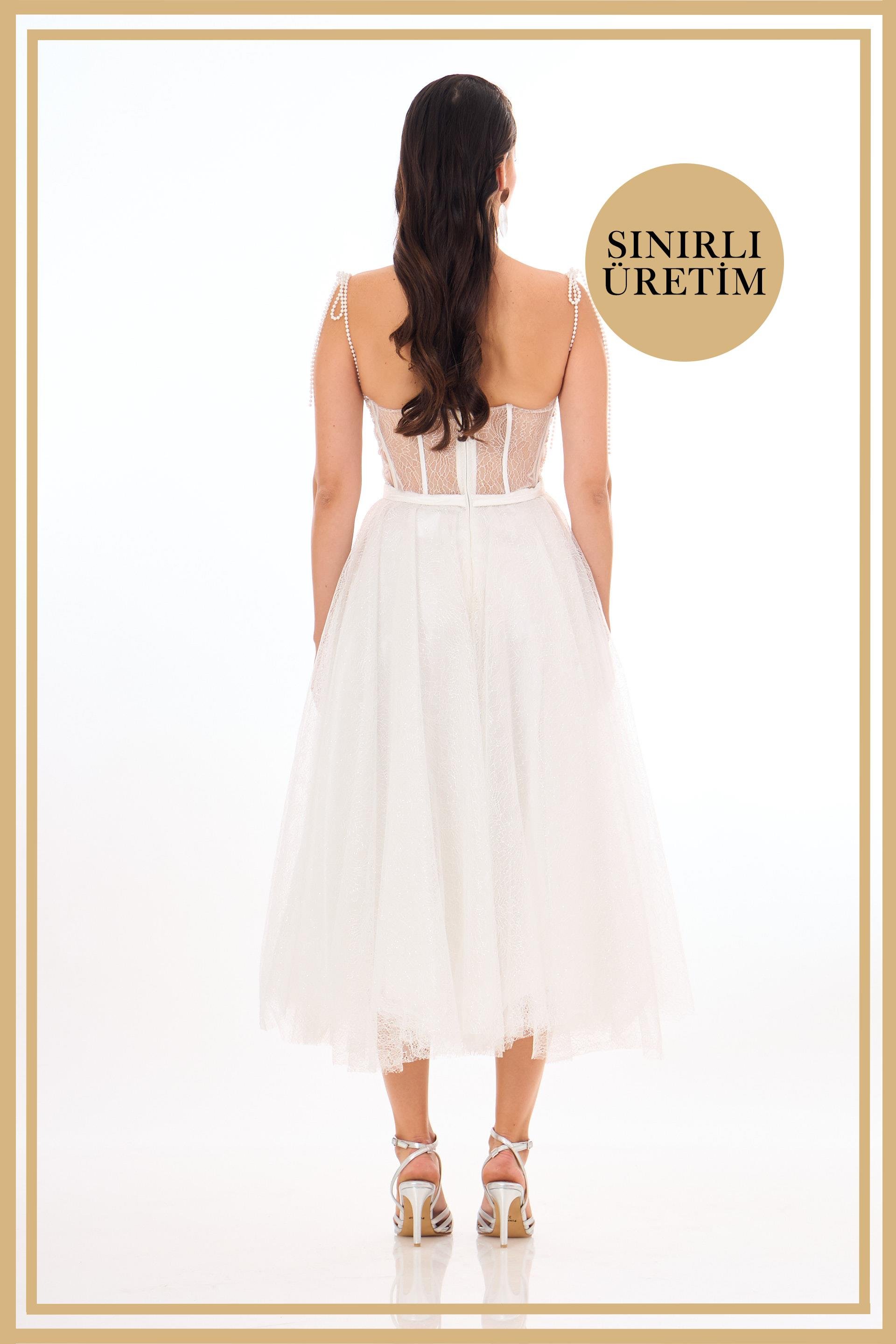40019-6CARMENCarmen Limited Edition | JULIET Beyaz Midi Elbise