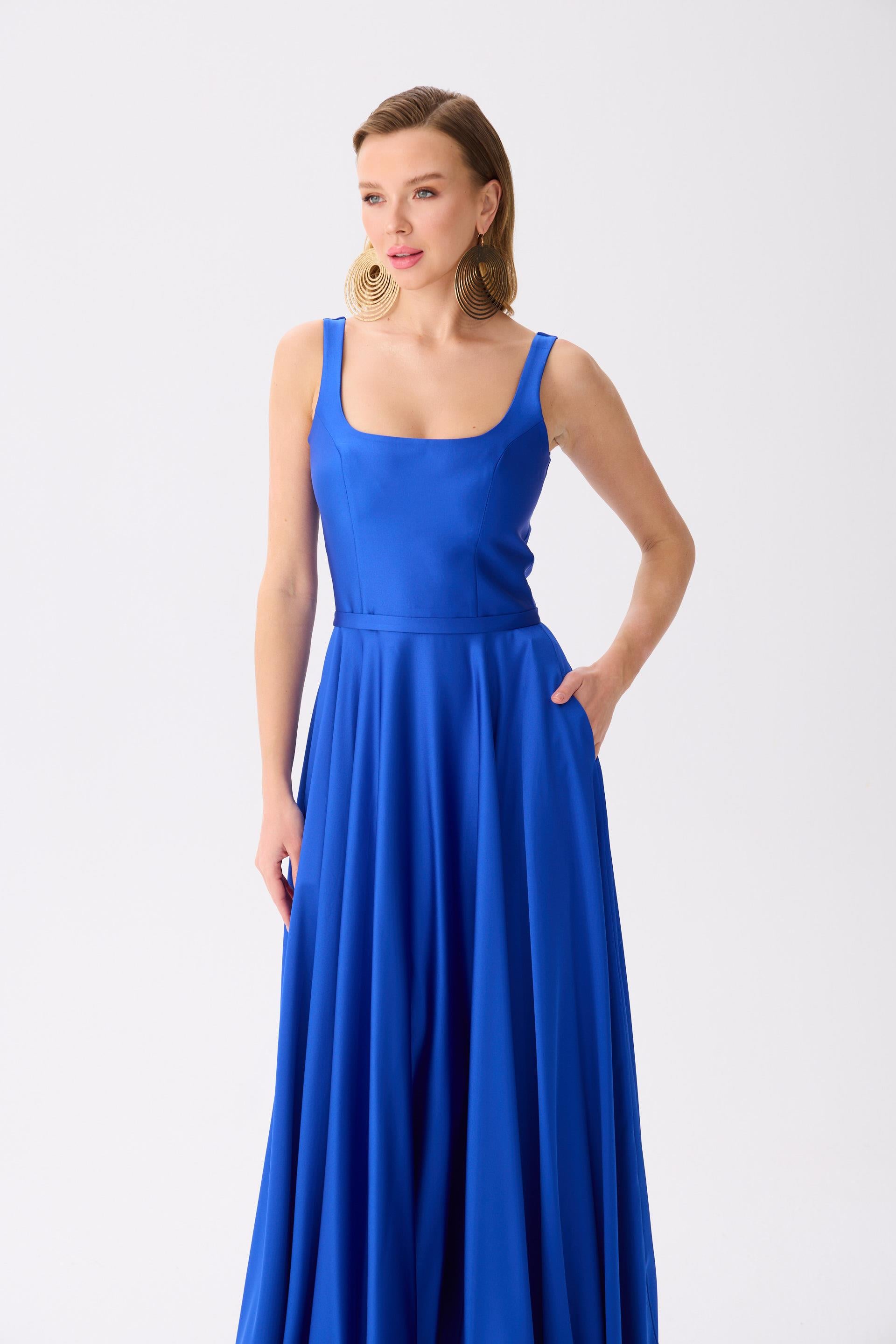 58506-25CARMENCarmen Saks Kare Yaka Saten Abiye Elbise