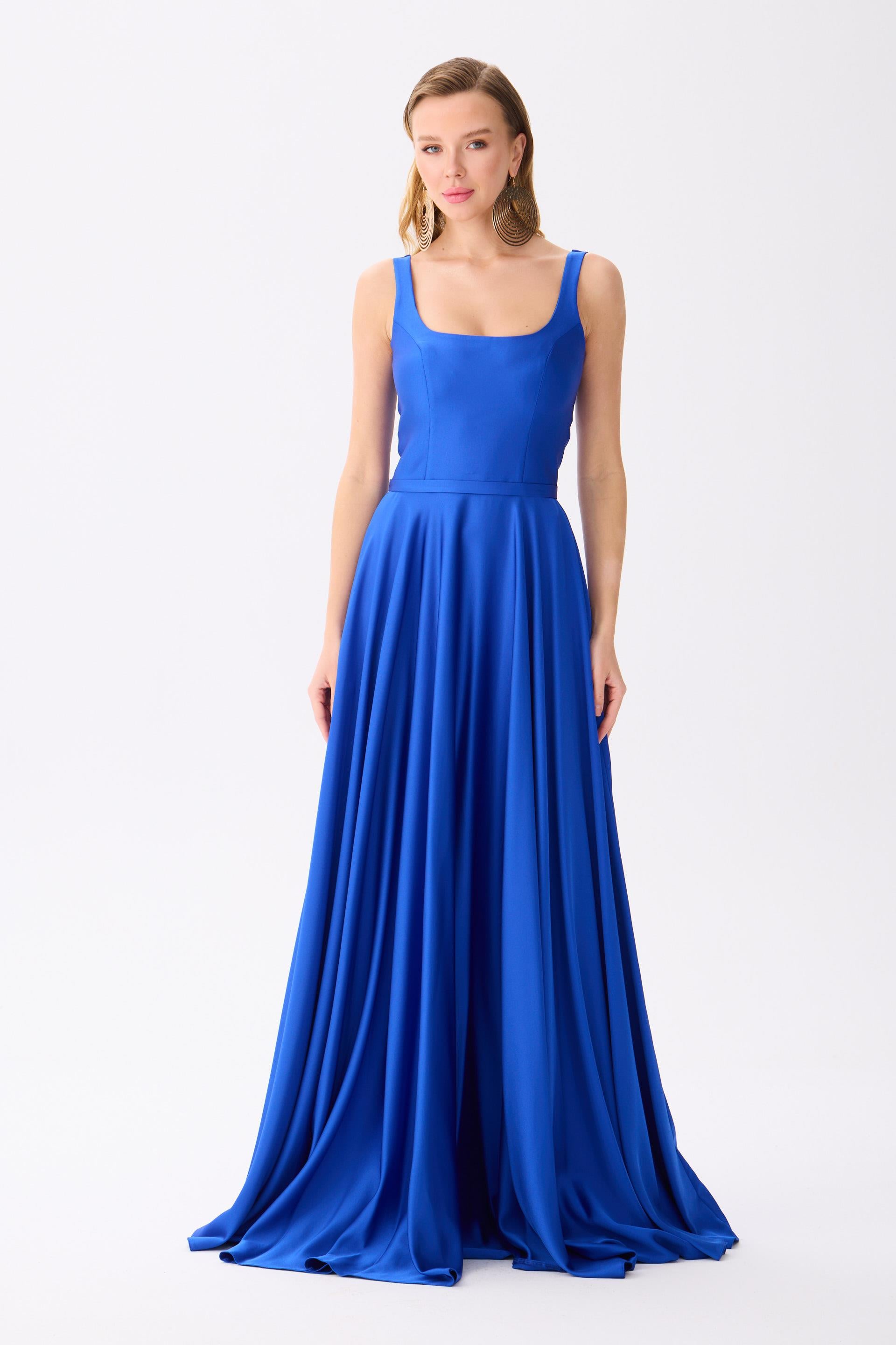 58506-25CARMENCarmen Saks Kare Yaka Saten Abiye Elbise