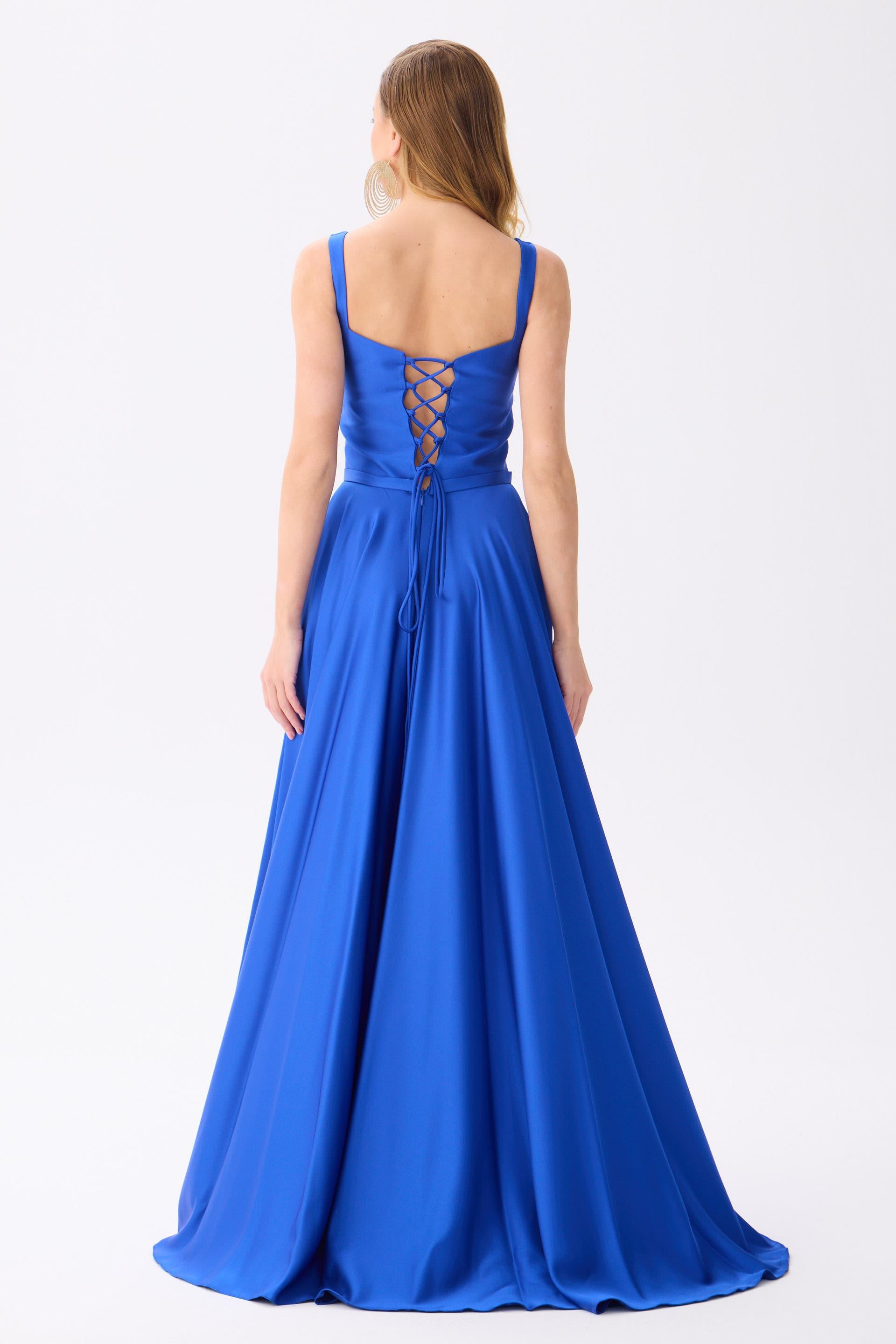 58506-25CARMENCarmen Saks Kare Yaka Saten Abiye Elbise
