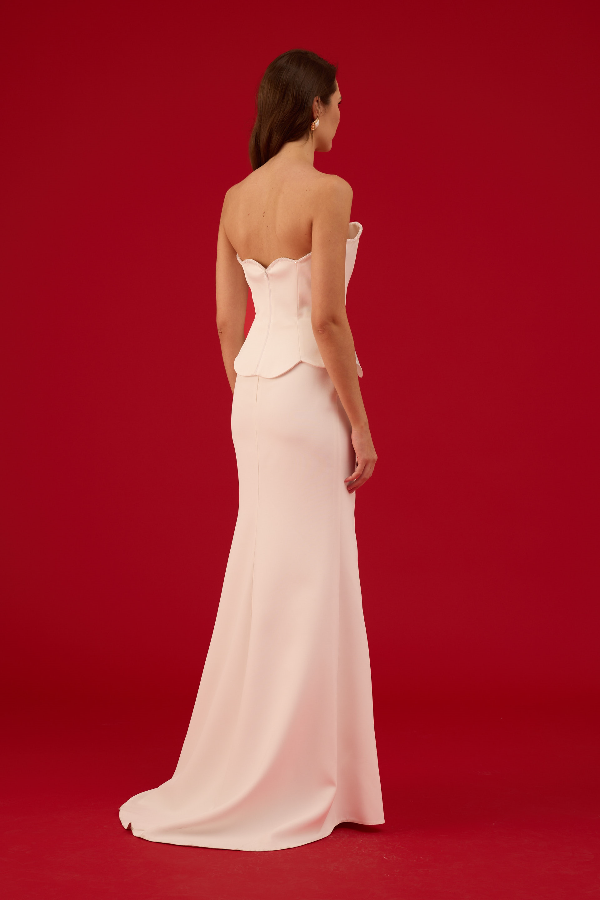 58662-2CARMENCarmen Beyaz İşlemeli Krep Nikah Elbisesi