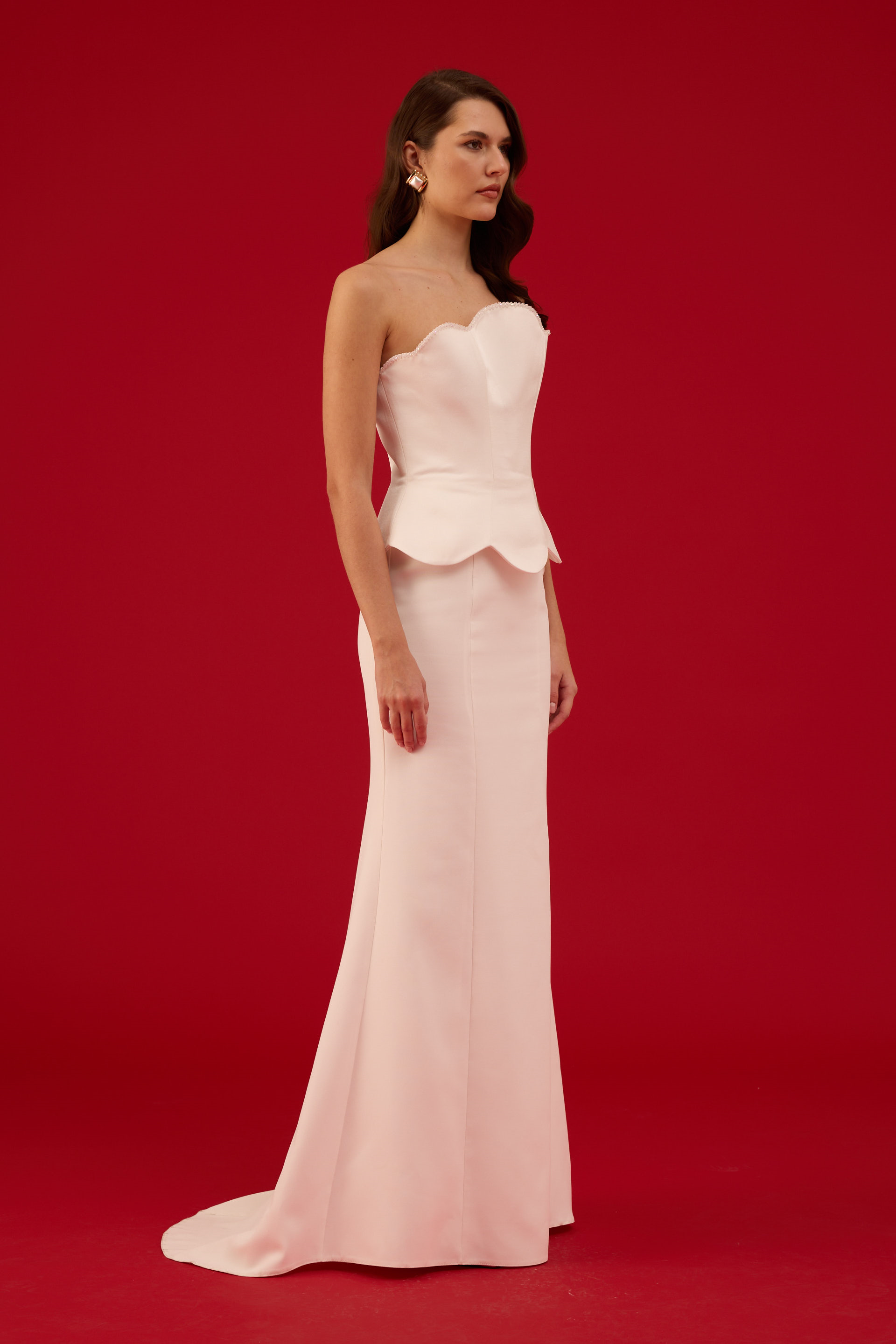 58662-2CARMENCarmen Beyaz İşlemeli Krep Nikah Elbisesi