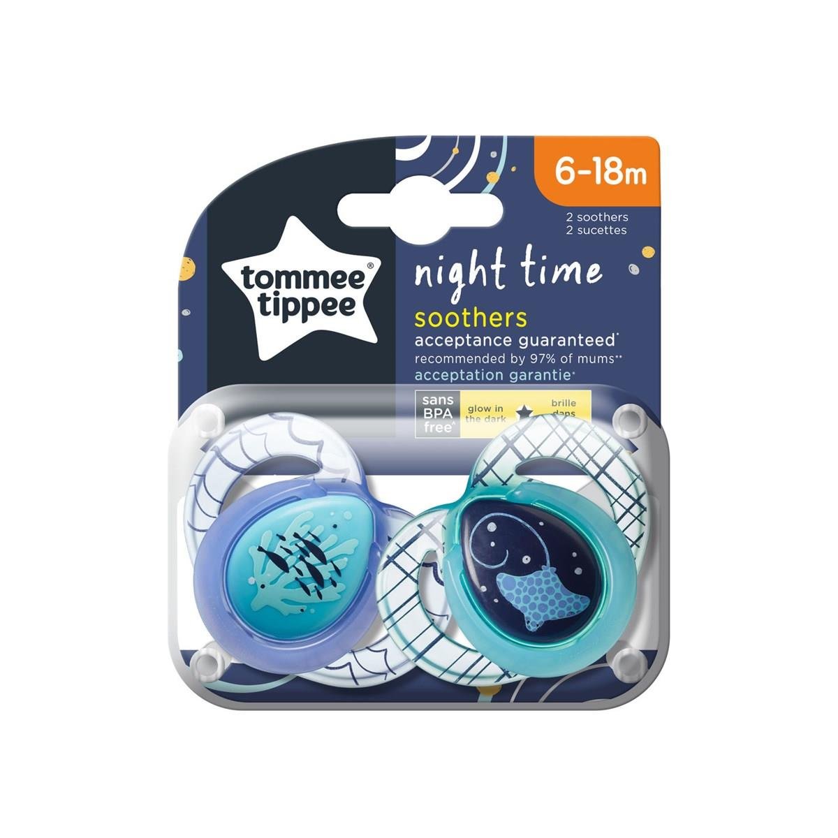 Tommee Tippee 2'li Gece Emzik 6-18 Ay - TURKUAZ