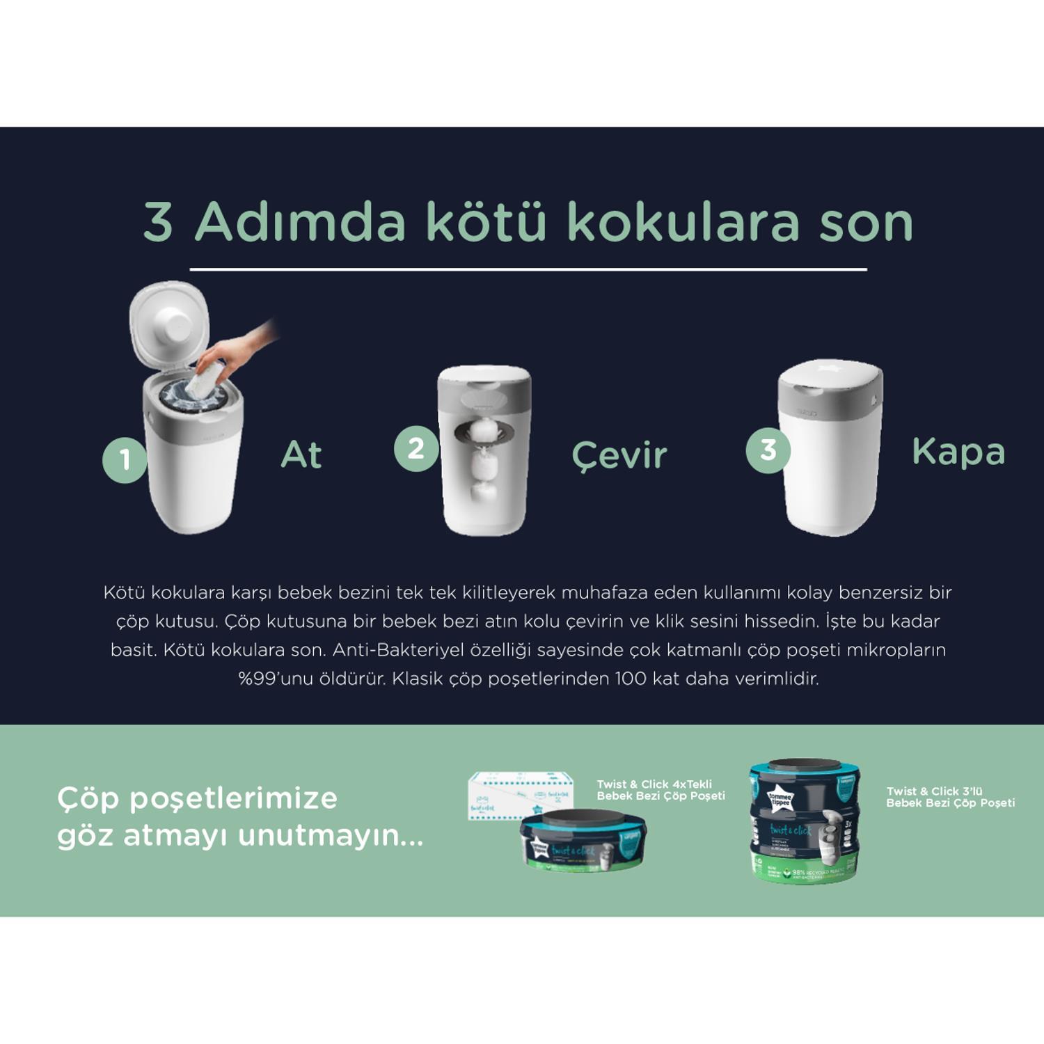 Tommee Tippee 3'lü Twist&Click Çöp Poşeti