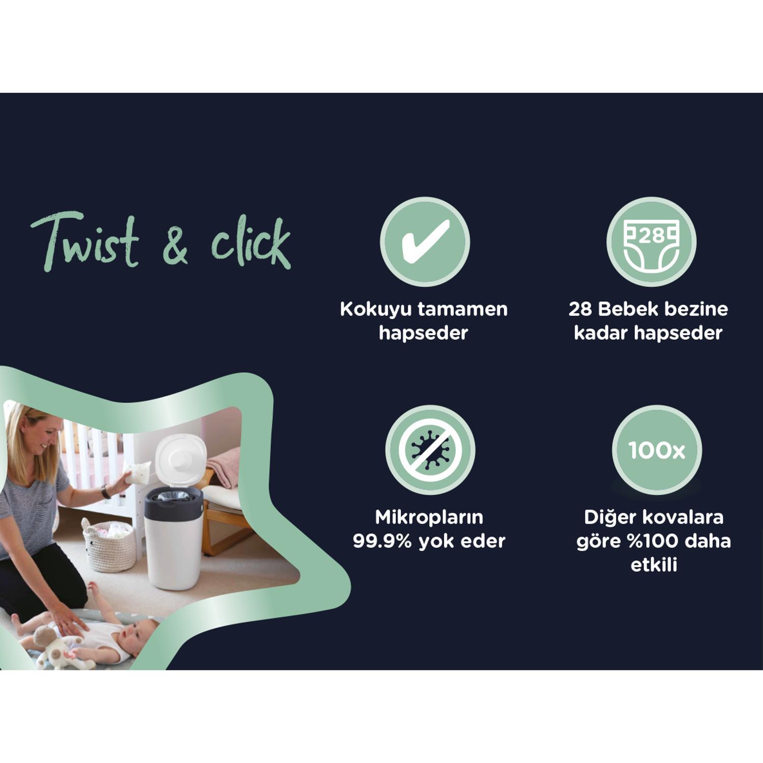 Tommee Tippee 3'lü Twist&Click Çöp Poşeti