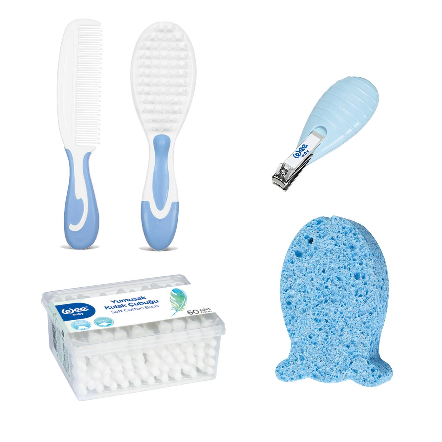 Wee Baby Banyo Bakım Seti - Mavi (4'lü Set)