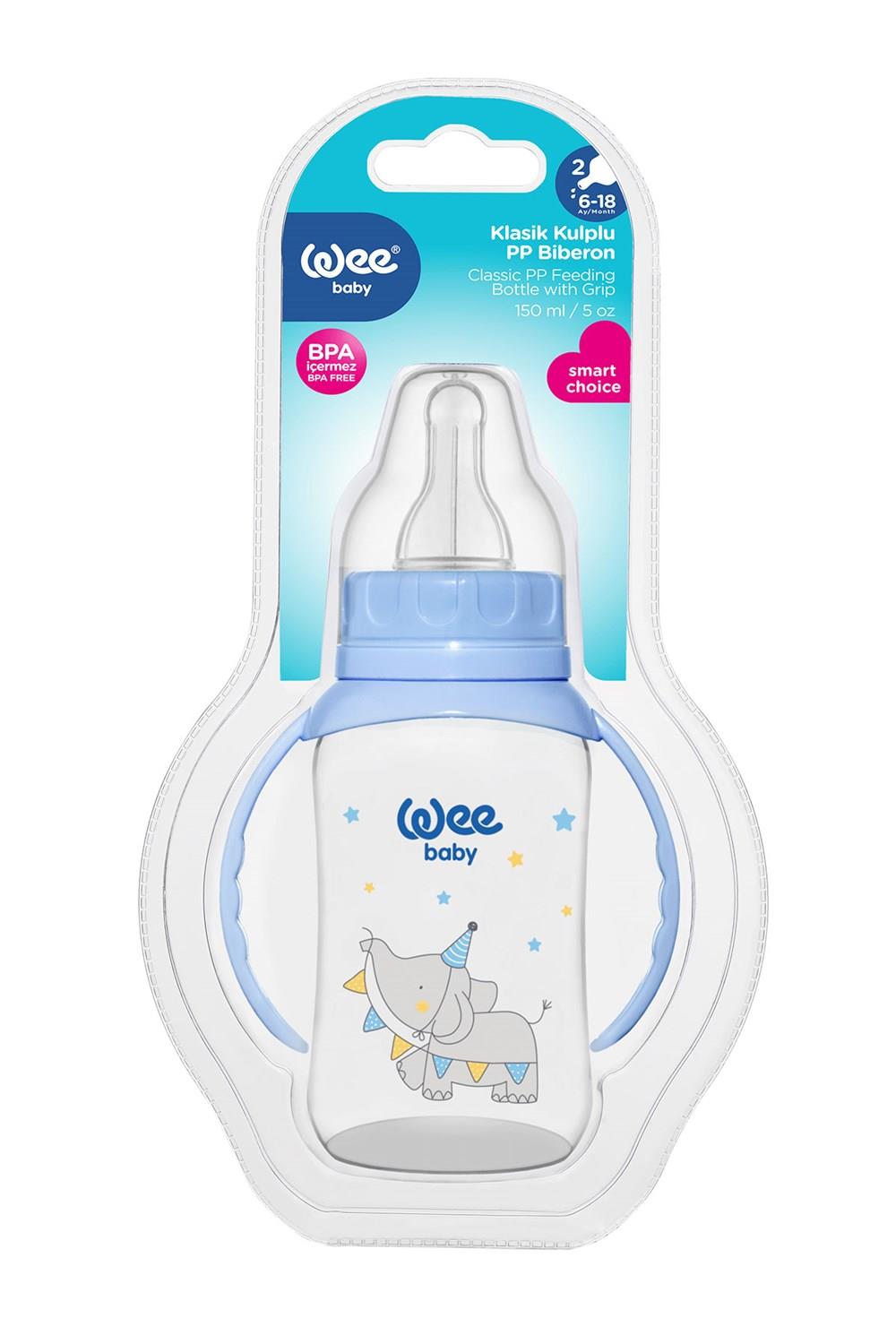 Wee Baby Klasik Kulplu PP Biberon 150 ml - MAVİ