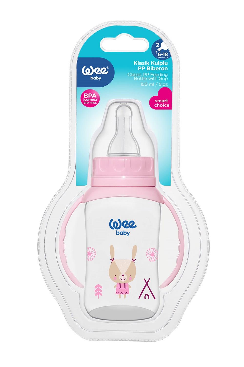 Wee Baby Klasik Kulplu PP Biberon 150 ml - PEMBE