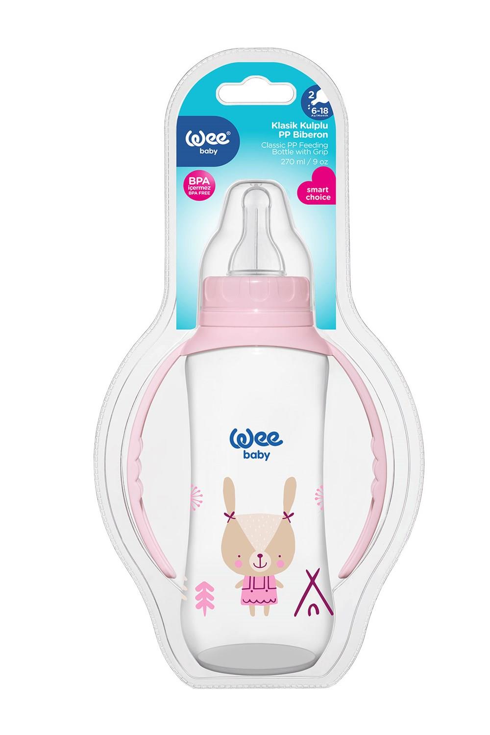 Wee Baby Klasik Kulplu PP Biberon 270 ml - PEMBE