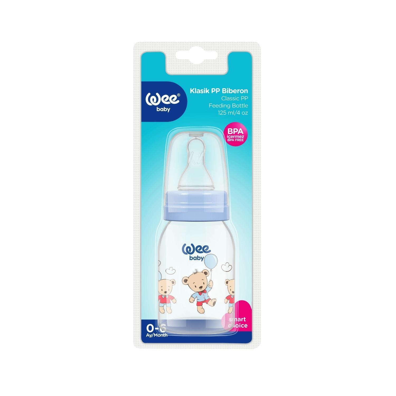 Wee Baby Klasik PP Biberon 125 ml - Mavi (2'li Set)