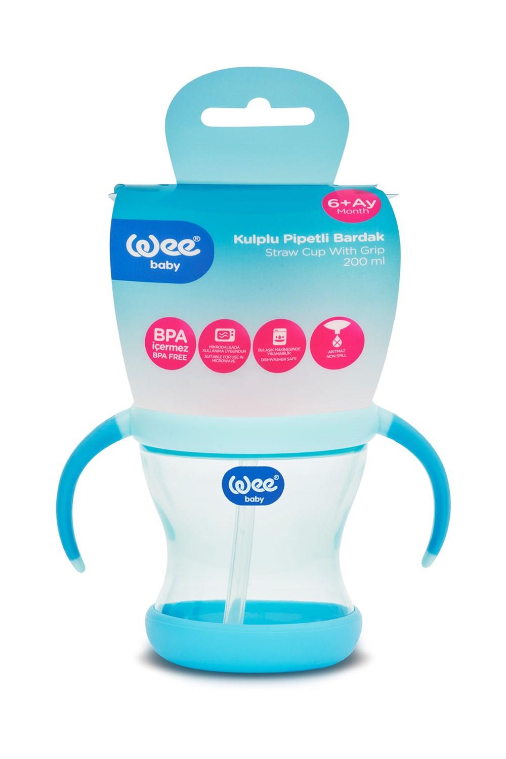 Wee Baby Kulplu Pipetli Bardak 200 ml - MAVİ