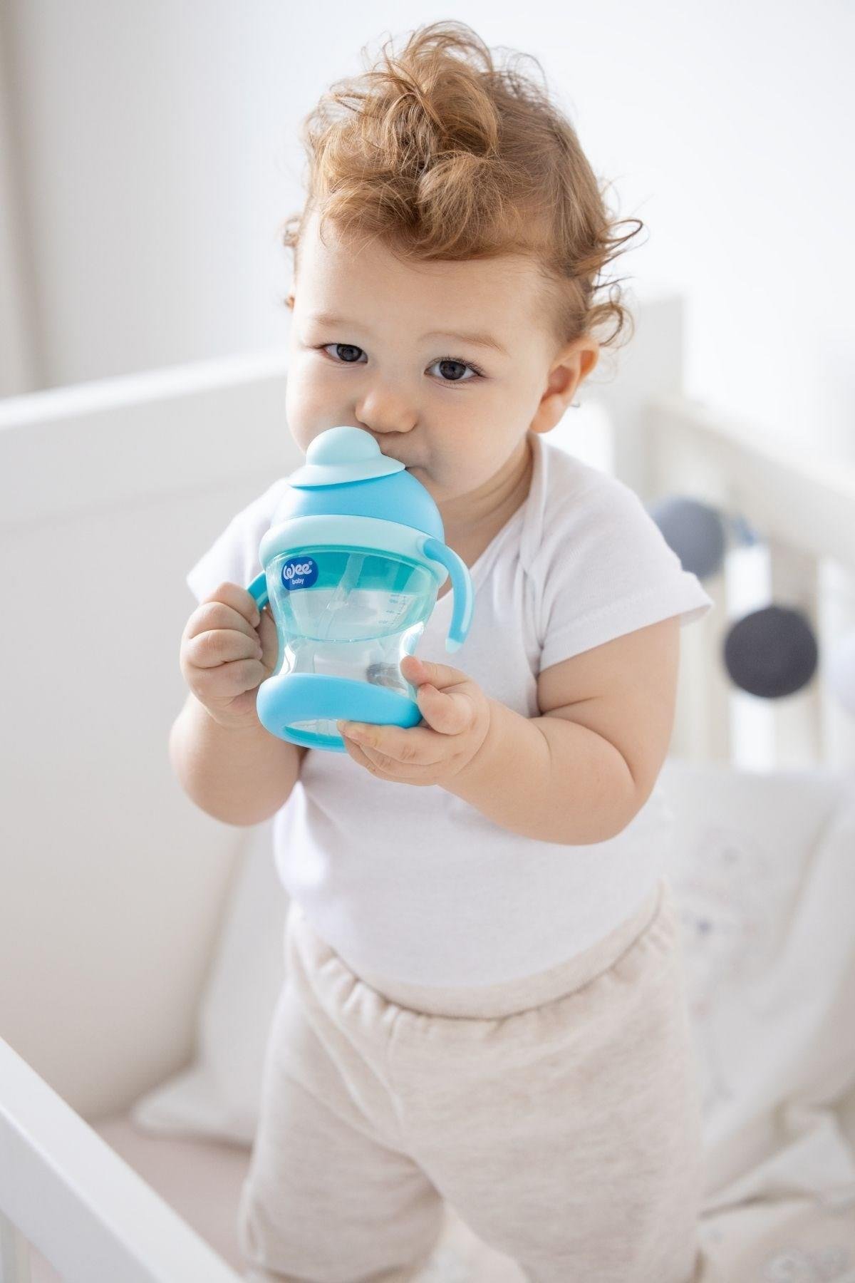 Wee Baby Kulplu Pipetli Bardak 200 ml - MAVİ