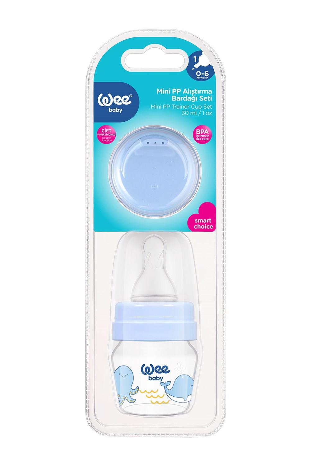 Wee Baby Mini PP Alıştırma Bardağı Seti 30 ml - MAVİ