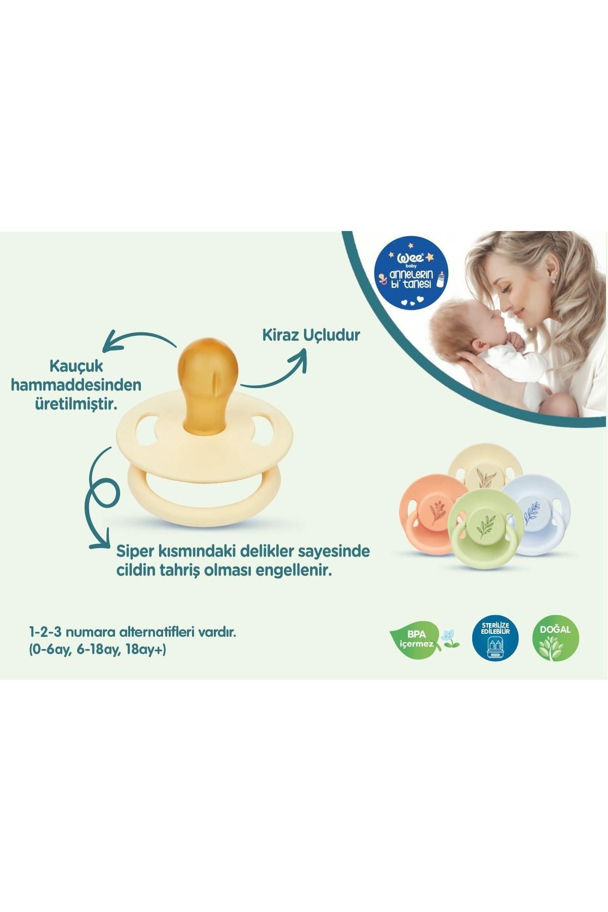 Wee Baby Pure Yuvarlak Uçlu Kauçuk Emzik No:2 - YEŞİL