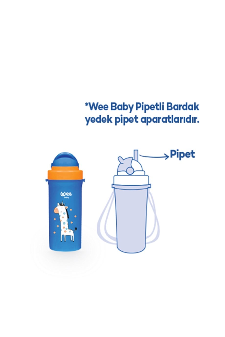 Wee Baby Renkli Pipetli Bardak 340 ml Yedek Pipet