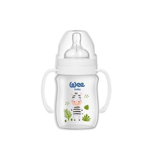 Wee Baby Safari Kulplu PP Biberon 150 ml - GRİ ZEBRA