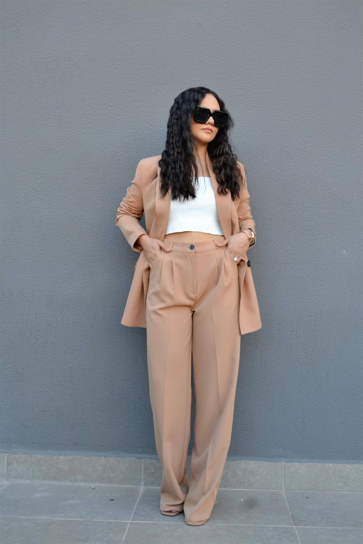 CAMEL PALAZZO PANTOLON