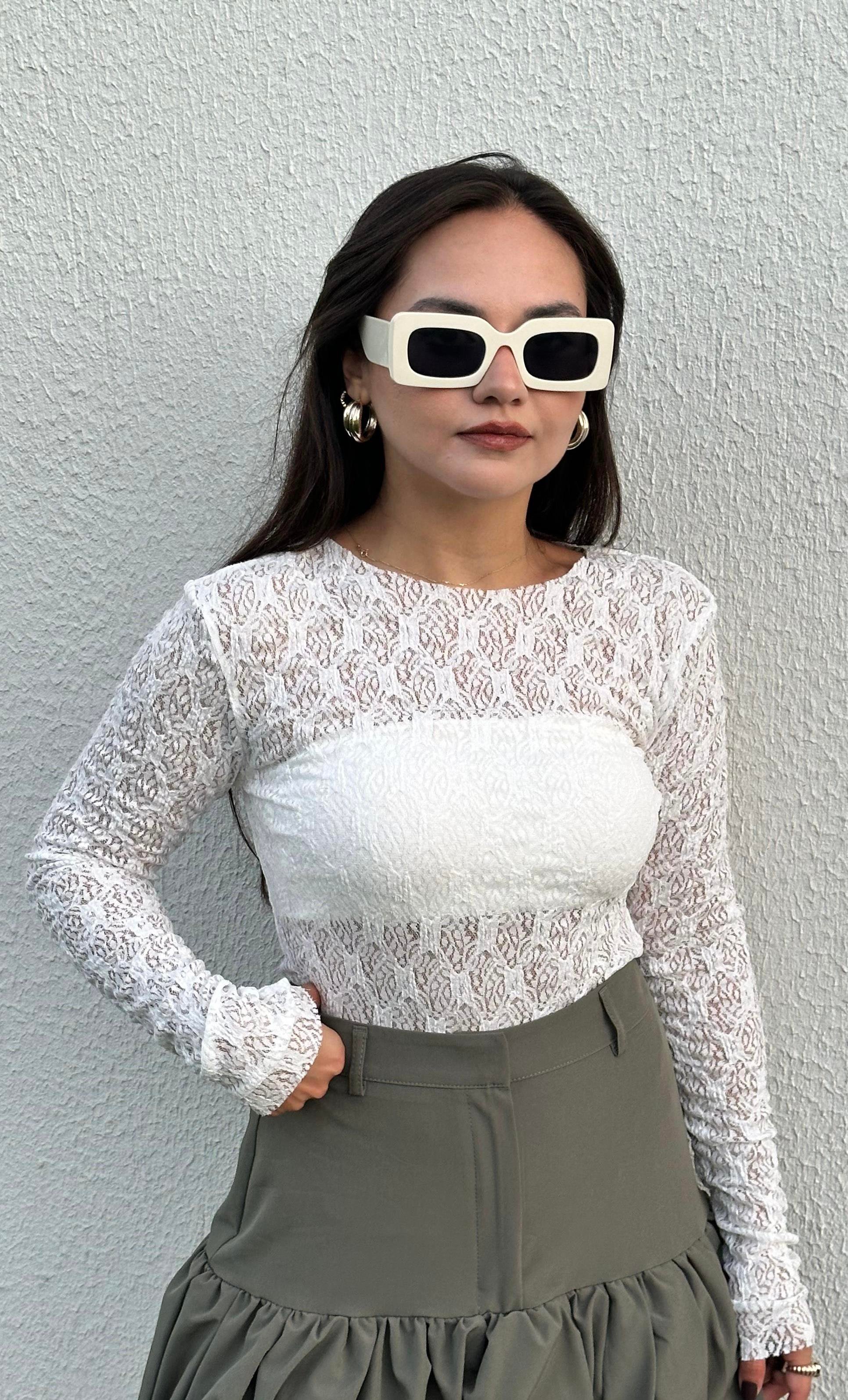 DANTEL TRANSPARAN BODYSUİT