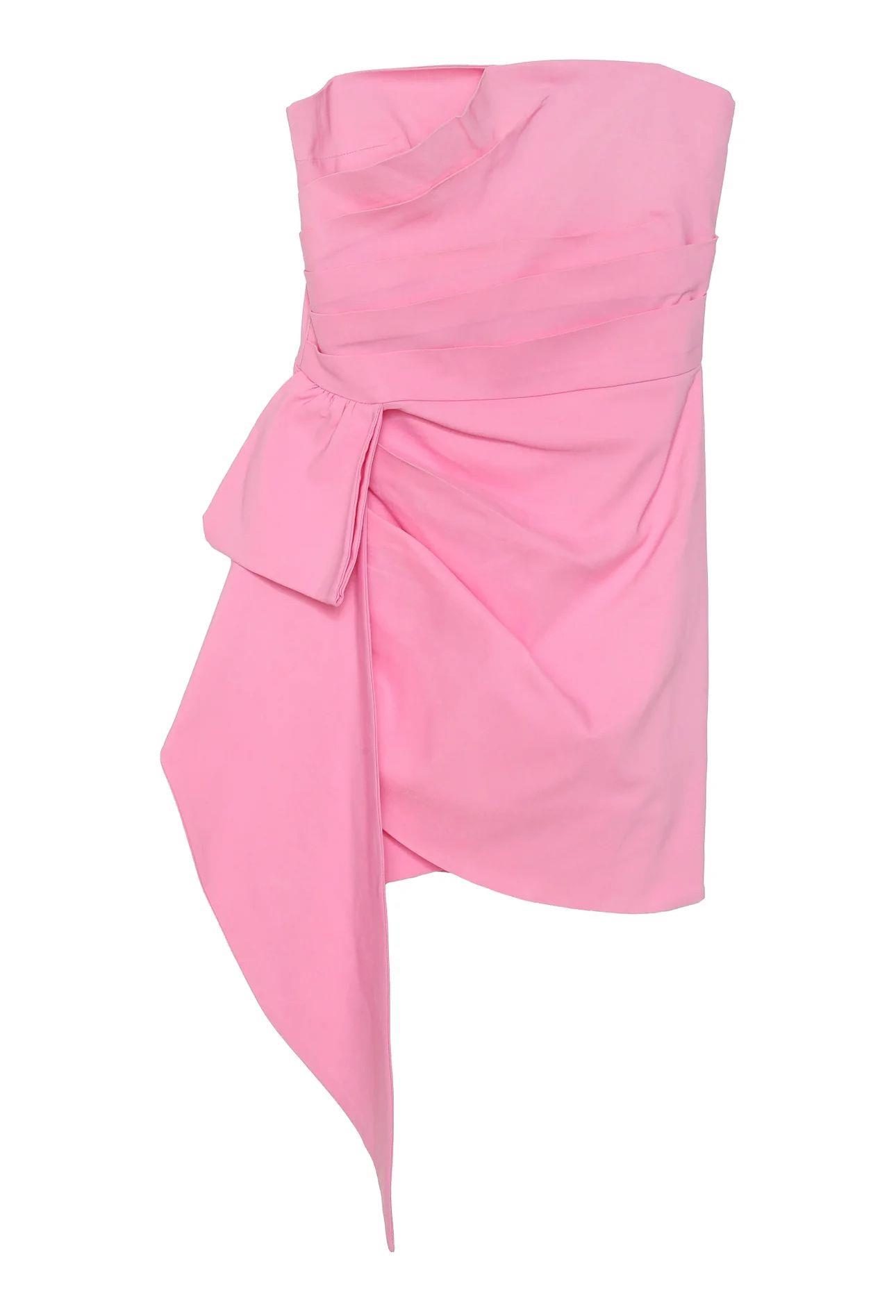 DRAPELİ STRAPLEZ ELBİSE